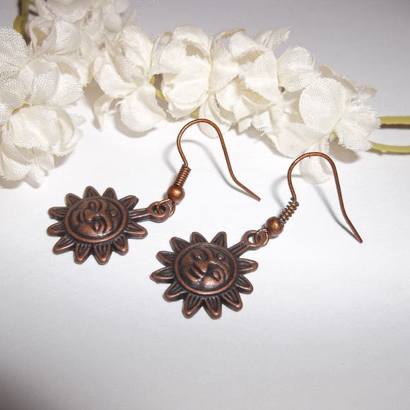 Earrings Copper Sun Boho Bohemian Style Set 3411 - Picture 5 of 6